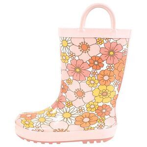 Hudson Baby -  Infant Girl Rain Boots, Peace Love And Pink
